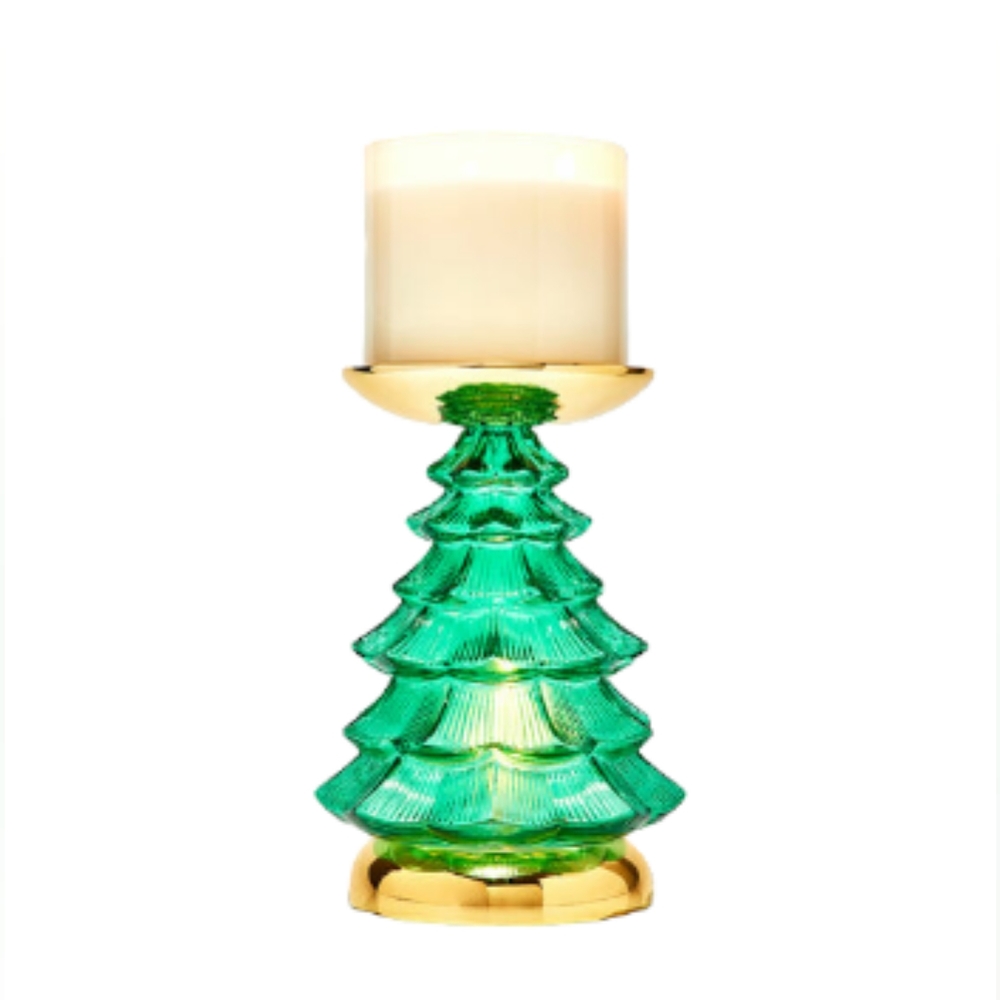 Bath and Body Works Light Up Illuminated Christmas Tree 3 Wick Candle Holder - Picture 1 of 5